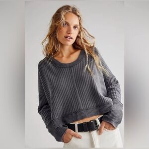 Free People New Magic Thermal Waffle Knit Top